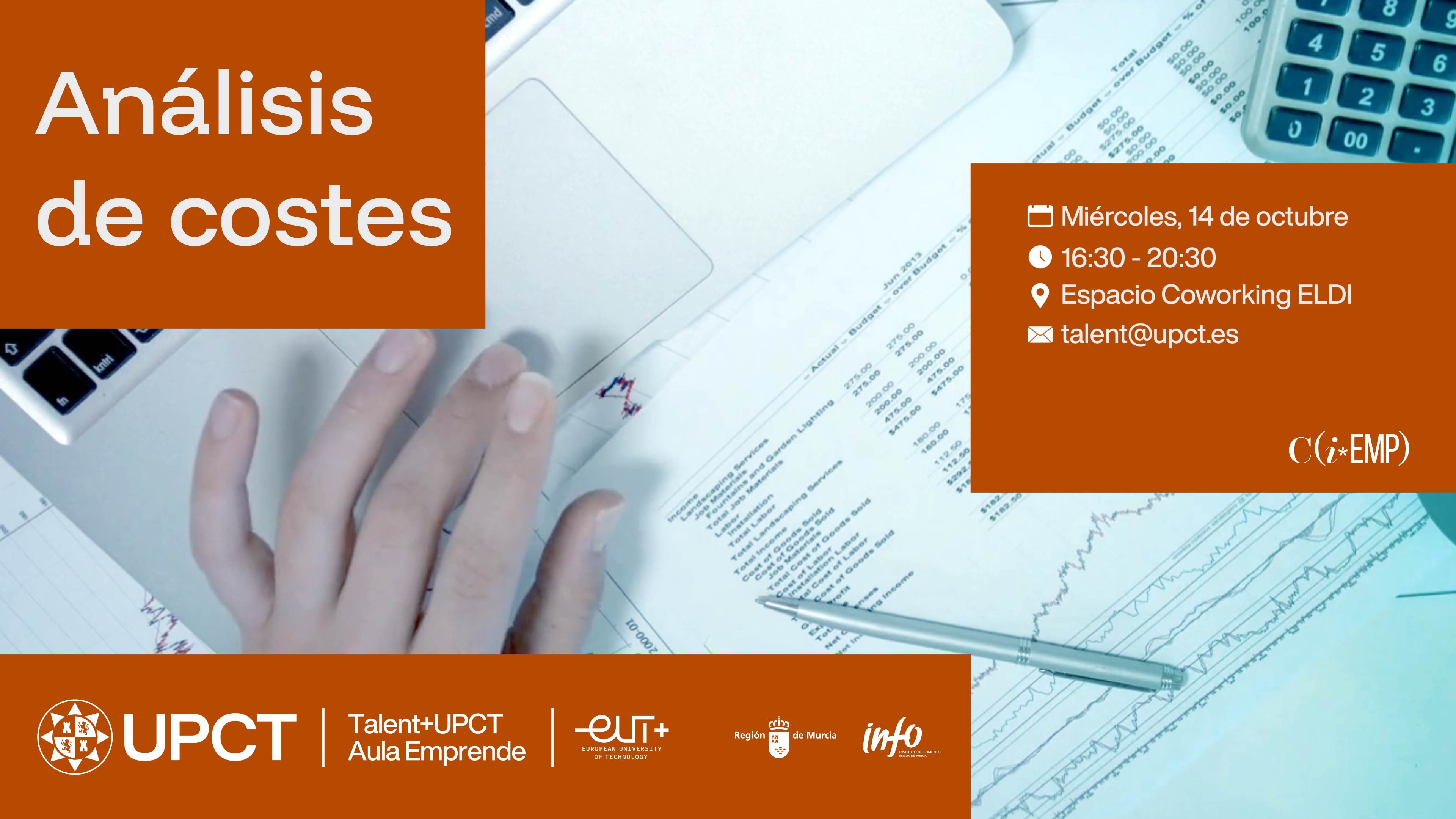 Imagen Aula Emprende UPCT | | Análisis de costes